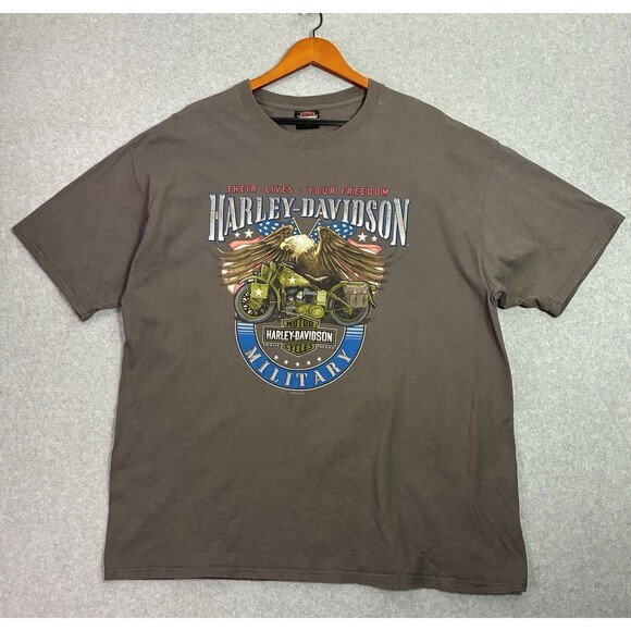 Harley-Davidson Military T-Shirt 2XL Their Lives Your Freedom Eagle 2019 USA - Picture 1 of 8